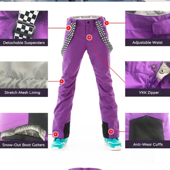 Women's SMN Highland Bib Ski Pants Neon Pink - Picture 14 of 16